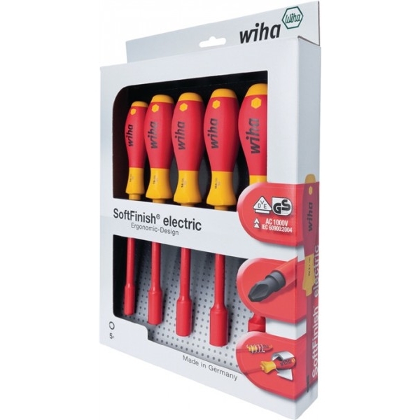 Wiha 5pc Hex Nut Driver Set Soft Finish 1000V VDE Insulated 322 K5 eBay